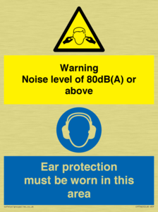 Warning Noise level of 80dB(A) or above. Ear protection must be worn in this area